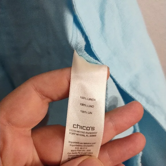 Chicos 100% Linen Moto Zip Front Moto Preppy Office Business Casual Jacket L - Picture 5 of 6